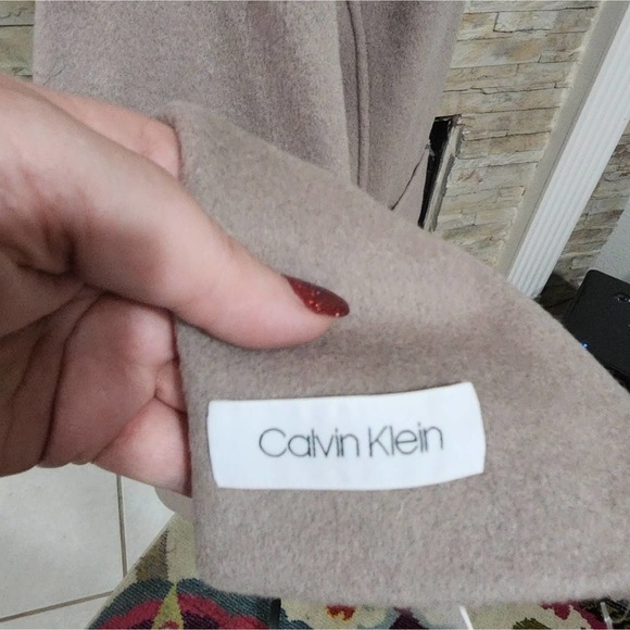 CALVIN Klein Thistle‎ Faux Fur-Trimmed Wool Blend Belted Coat plus size XXL, XL - Picture 8 of 15